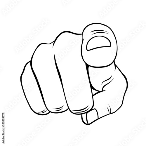 Pointer Finger Isolated on a White Background. Thin Line Icon for Website Design. A Realistic Black and White Sketch