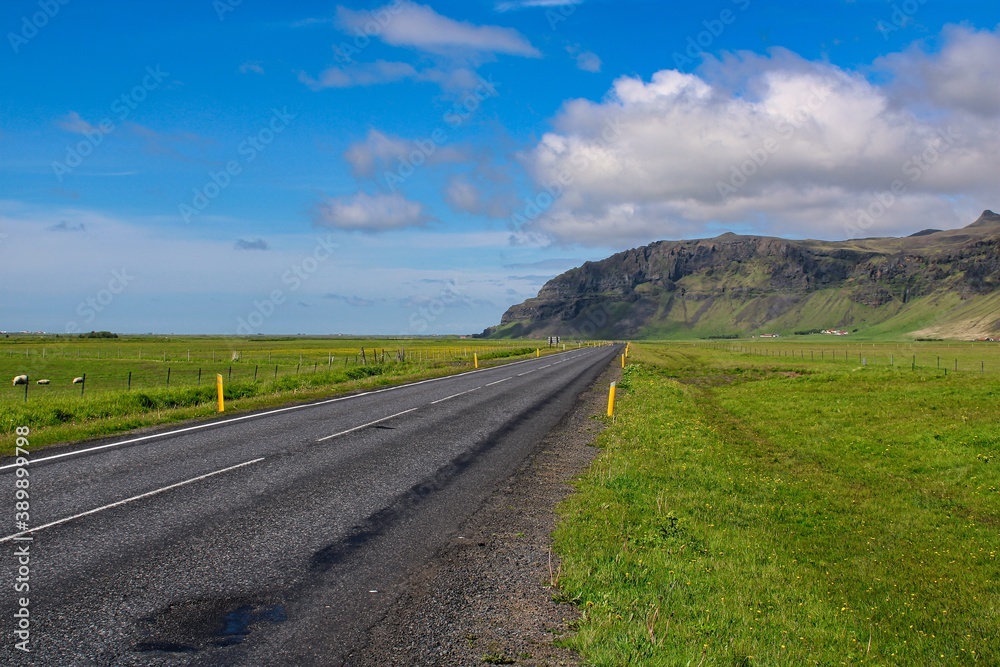 A beautiful Southern Icelandic landscape on a wonderful day in summer 