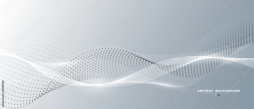Gray and white abstract background with flowing particles. Digital future technology concept. vector illustration.
Gray and white abstract background with flowing particles. Digital future technology concept. vector illustration.