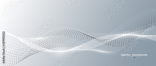 Gray and white abstract background with flowing particles. Digital future technology concept. vector illustration.	
