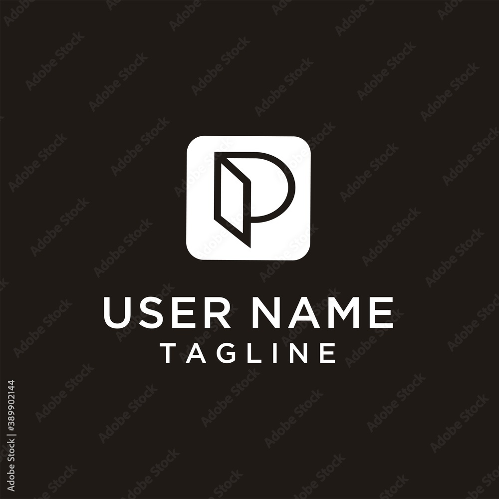 letter P unique, white color combination with black background book letter P unique, white color combination with black background book