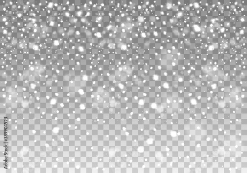 Realistic falling snow or snowflakes background. Vector illustration