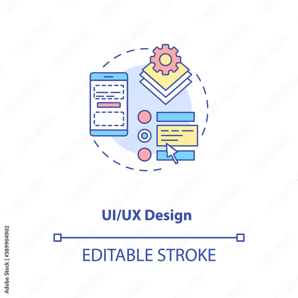 UI and UX design concept icon. Mobile app development process. User ...