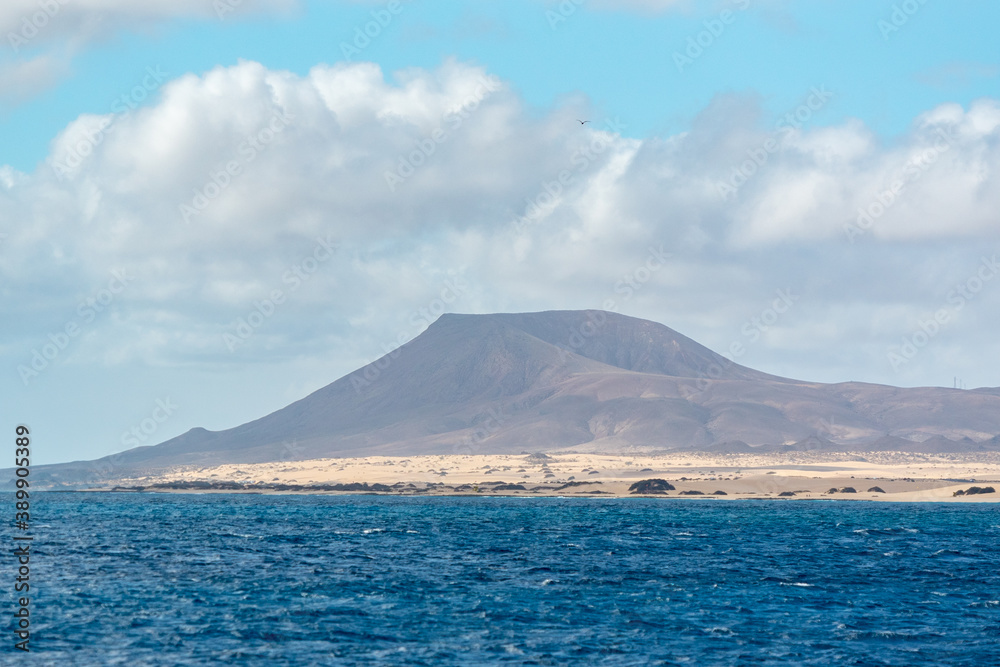 Sunny day in the Lobos Island in Fuerteventura on the Canary Islands in Spain