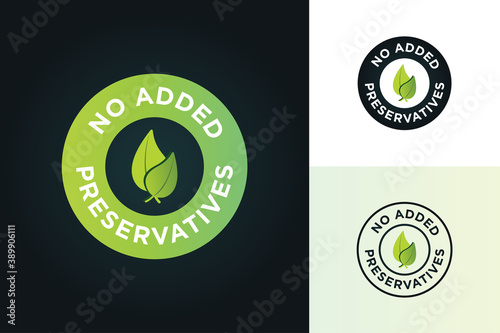 no added preservatives text with leaves, vector illustration, green colored photo