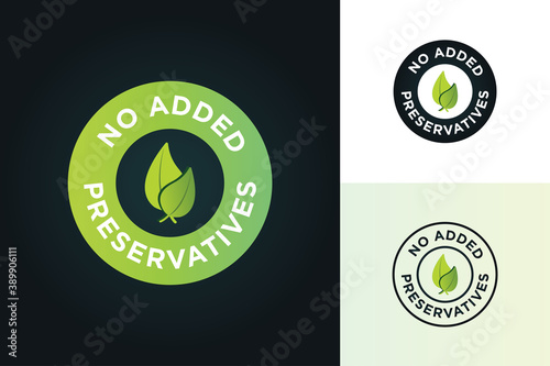 no added preservatives text with leaves, vector illustration, green colored