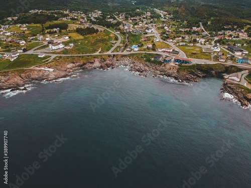 aerial view of the coast of newfoundland, canada. town of Pouch cove