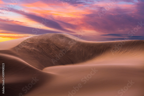 landcape with awesome sunset sky over Namib Desert in Namibia, southern Africa