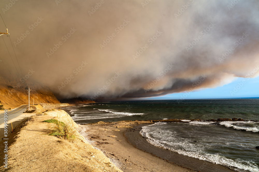 CZU Lightning Fire California - wildfire ravaging forests - obrazy, fototapety, plakaty 