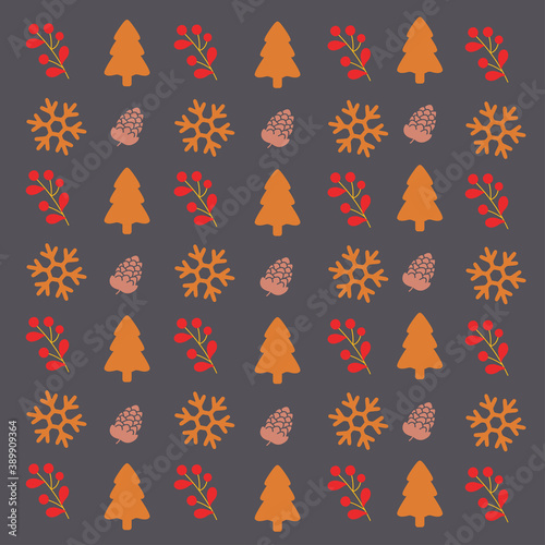 Christmas pattern for greeting cards, wrapping papers. Christmas pattern with decorative ornaments
