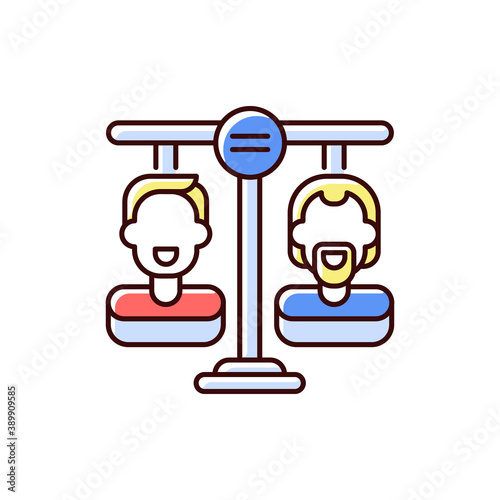 Equality land RGB color icon. American dream. Freedom opportunity. Democracy. Born free. Same rights, responsibilities and protections. Without privilege, discrimination. Isolated vector illustration