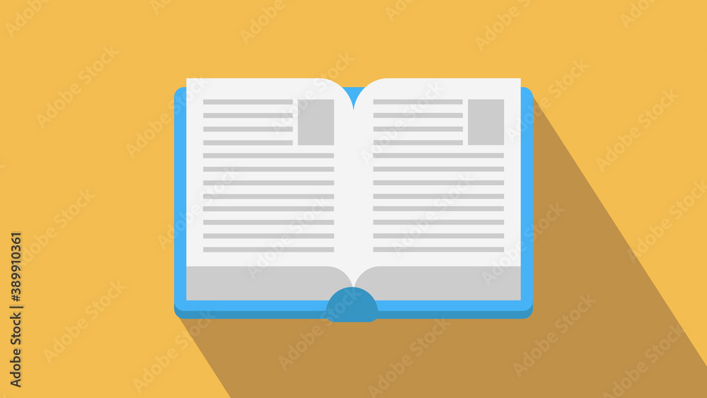 open book with blue cover on yellow background open book with blue cover on yellow background