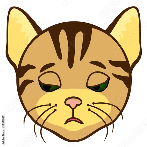 an emoticon with a cool offended cat with its eyes closed  color emoji clip art on a white isolated background