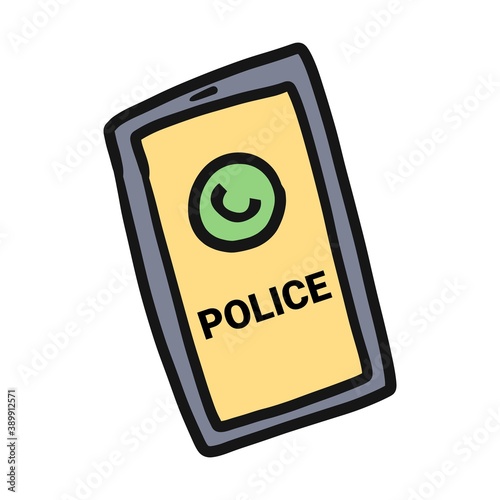 Police call on smartphone screen, flat banner