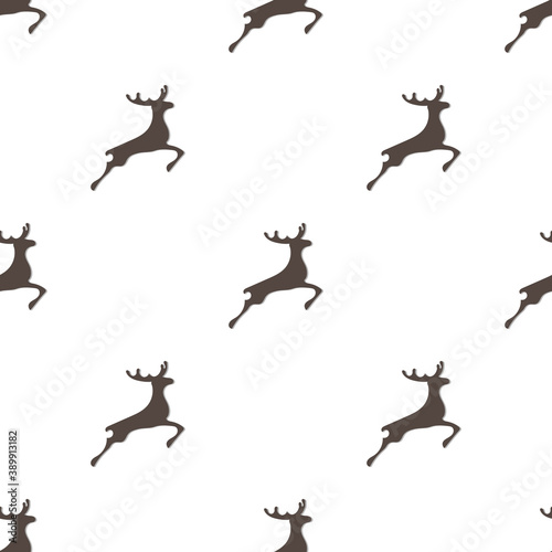 Seamless pattern with a deer. Suitable for backgrounds, postcards, and wrapping paper. Good for the New Year. Vector.