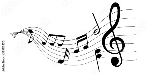 musical notes melody on white background	
