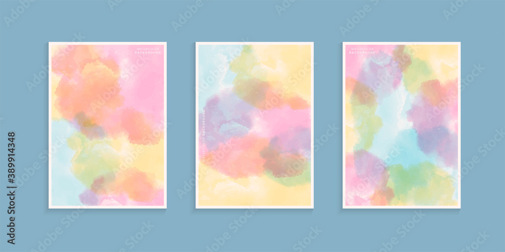 Colorful watercolor background set