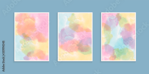 Colorful watercolor background set