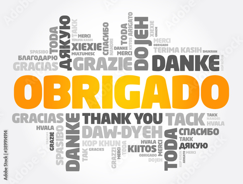 Obrigado (Thank You in Portuguese) Word Cloud concept