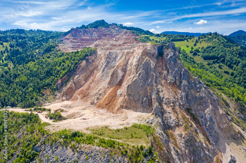 Rock quarry aerial scene