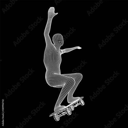 Skater doing jumping trick on skateboard