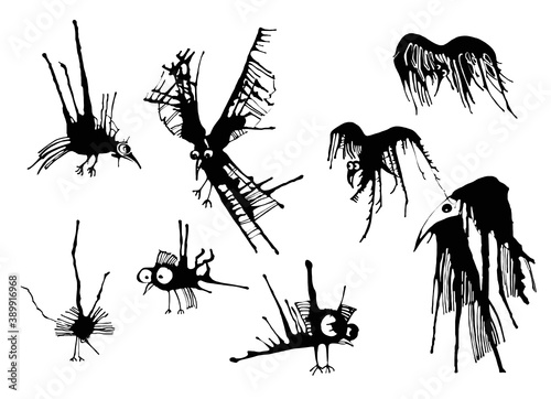 Black bird blots set