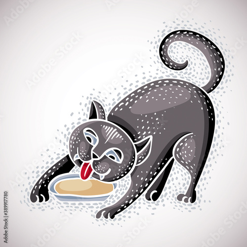 Cute cartoon doodle grey ca...