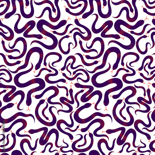 Snakes seamless textile  vector background with a lot of serpents endless texture  stylish fabric or wallpaper design  dangerous poisoned wild animals.