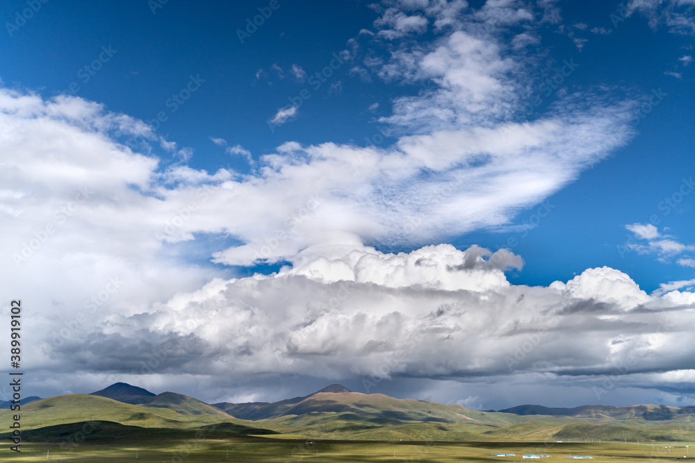 The beautiful scenery view of tibetan meadow and hills around Sertar in China The beautiful scenery view of tibetan meadow and hills around Sertar in China