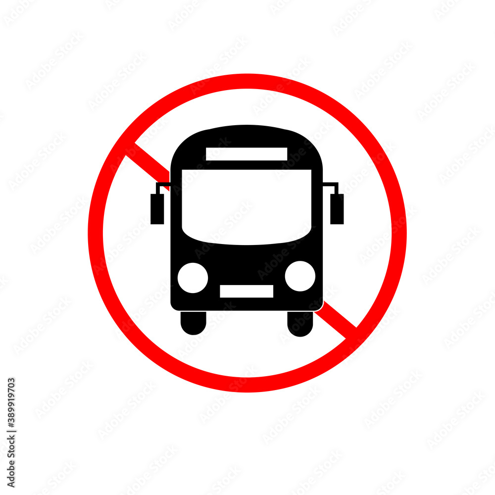 Travel Ban. No travel. bus icon illustration Travel Ban. No travel. bus icon illustration