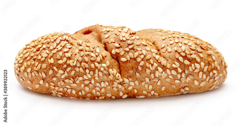 loaf of bread with sesame seeds isolated on white background loaf of bread with sesame seeds isolated on white background