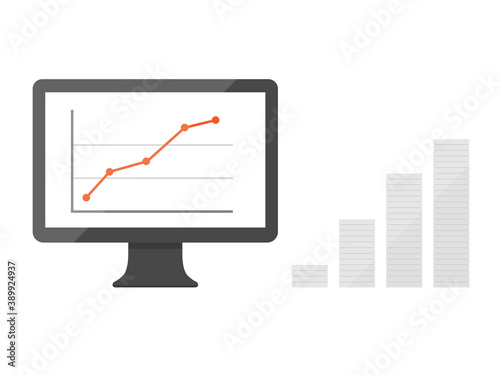 モニターに表示された折れ線グラフのイラスト