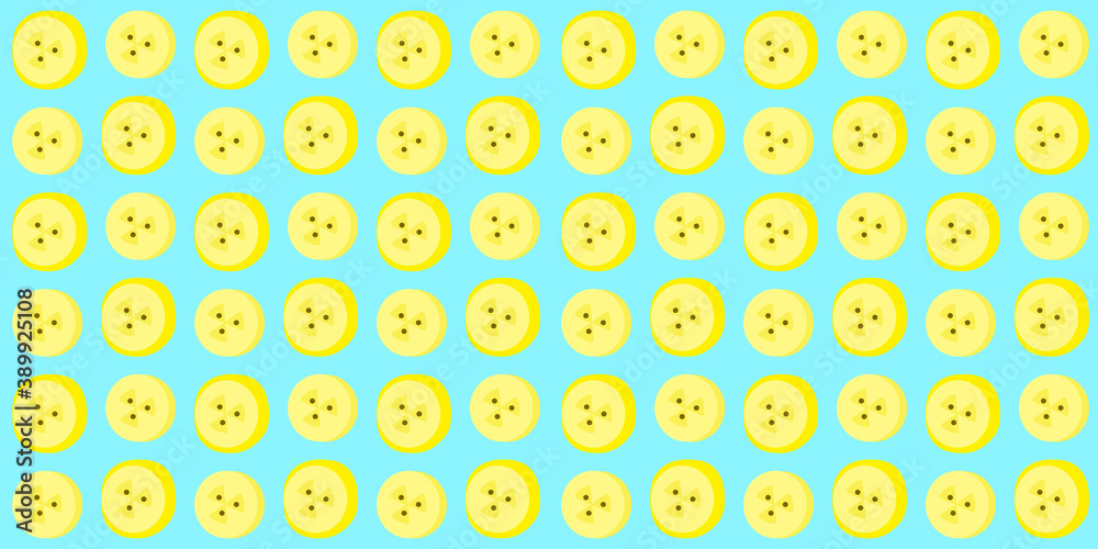 Seamless pattern with round slices of banana on light blue - background with cut banana Seamless pattern with round slices of banana on light blue - background with cut banana
