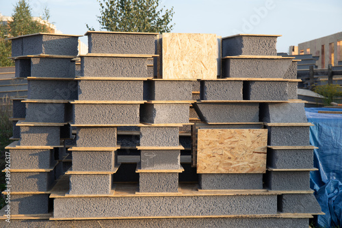 Schilderij op canvas Construction material SIP panels from OSB and expanded polystyrene