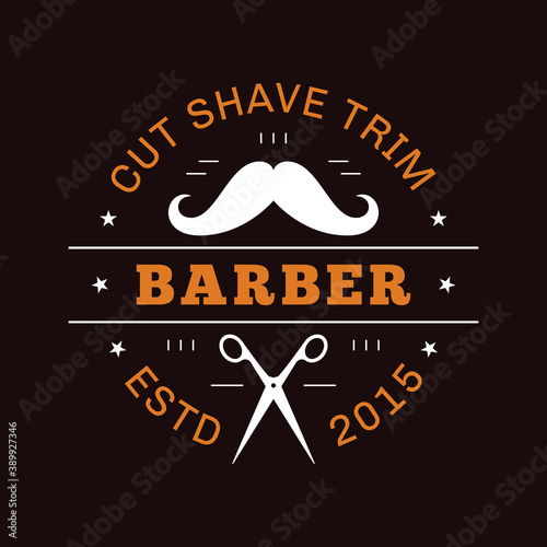 Barbershop simple minimalist logo design on dark background