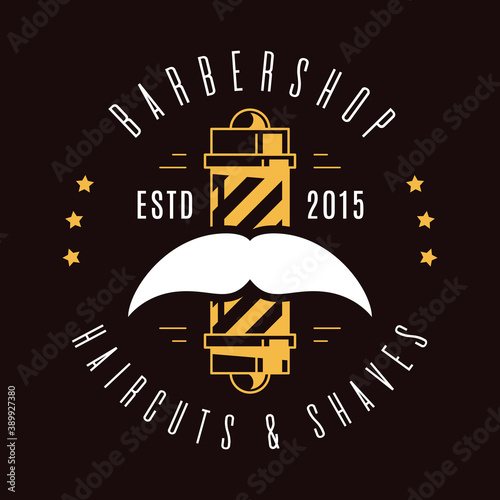 Barbershop simple minimalist logo design on dark background