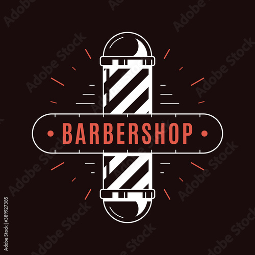 Barbershop simple minimalist logo design on dark background