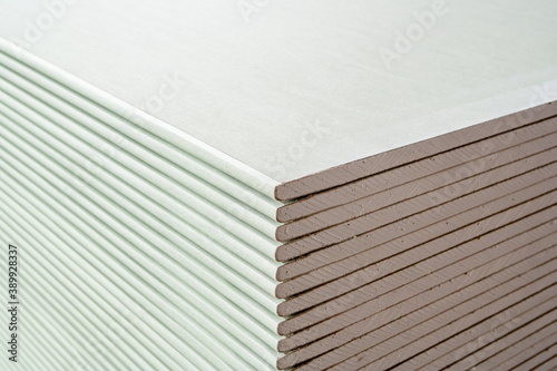 drywall sheets are stacked on top of each other. building material photo