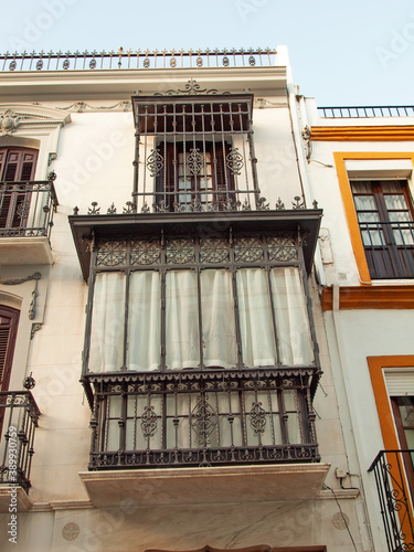  typical house with forging balconyes in old Ronda town. Andalusia, Spain