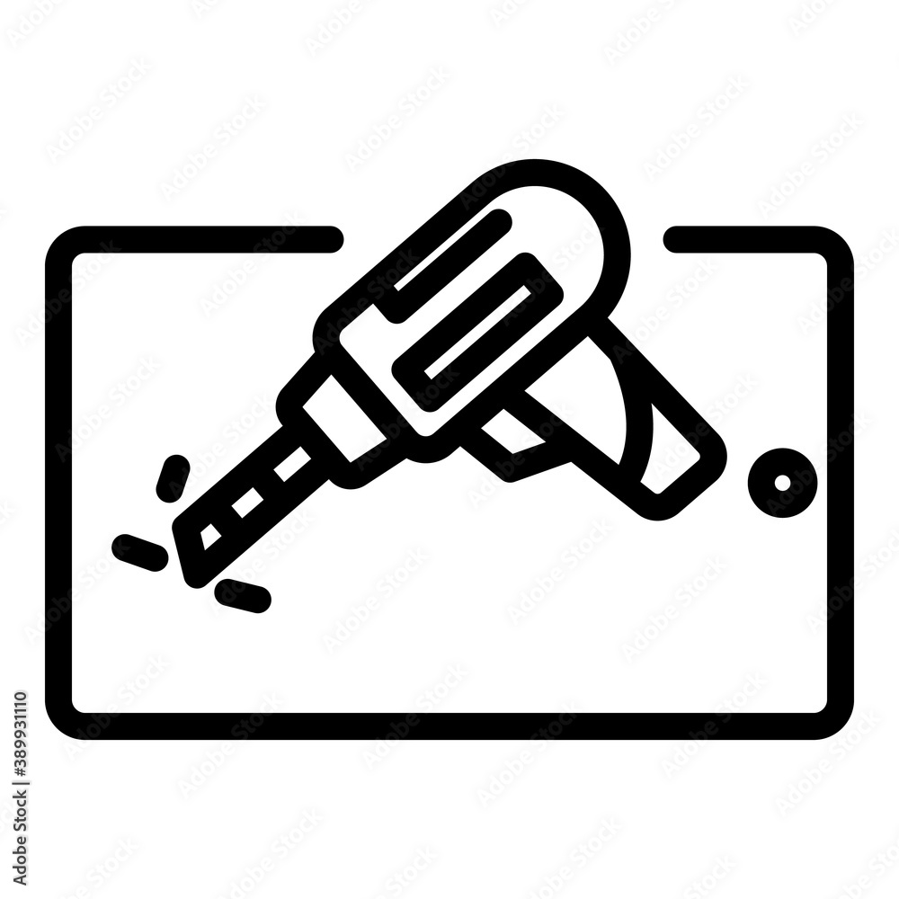 Tablet repair diagnostic icon. Outline tablet repair diagnostic vector icon for web design isolated on white background Tablet repair diagnostic icon. Outline tablet repair diagnostic vector icon for web design isolated on white background