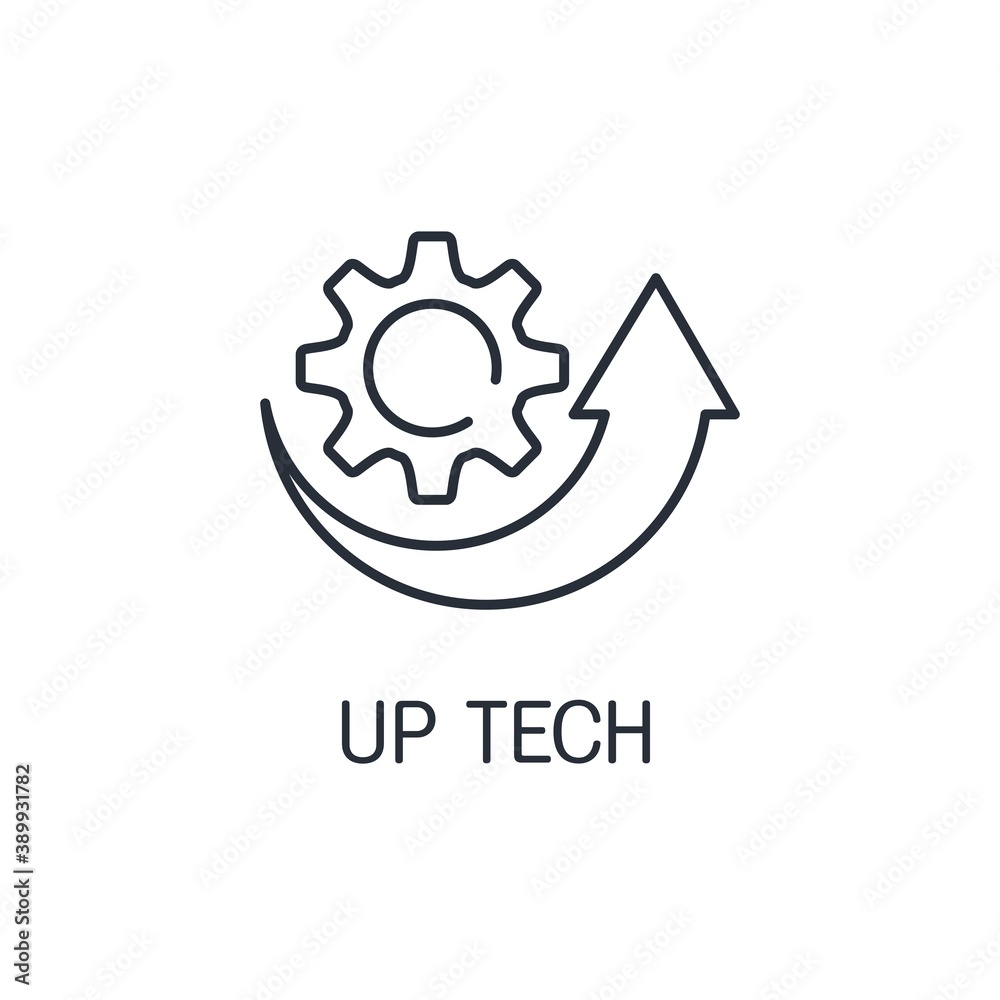 Modernization and technology of a new level. Up tech. Vector linear icon isolated on white background. Modernization and technology of a new level. Up tech. Vector linear icon isolated on white background.
