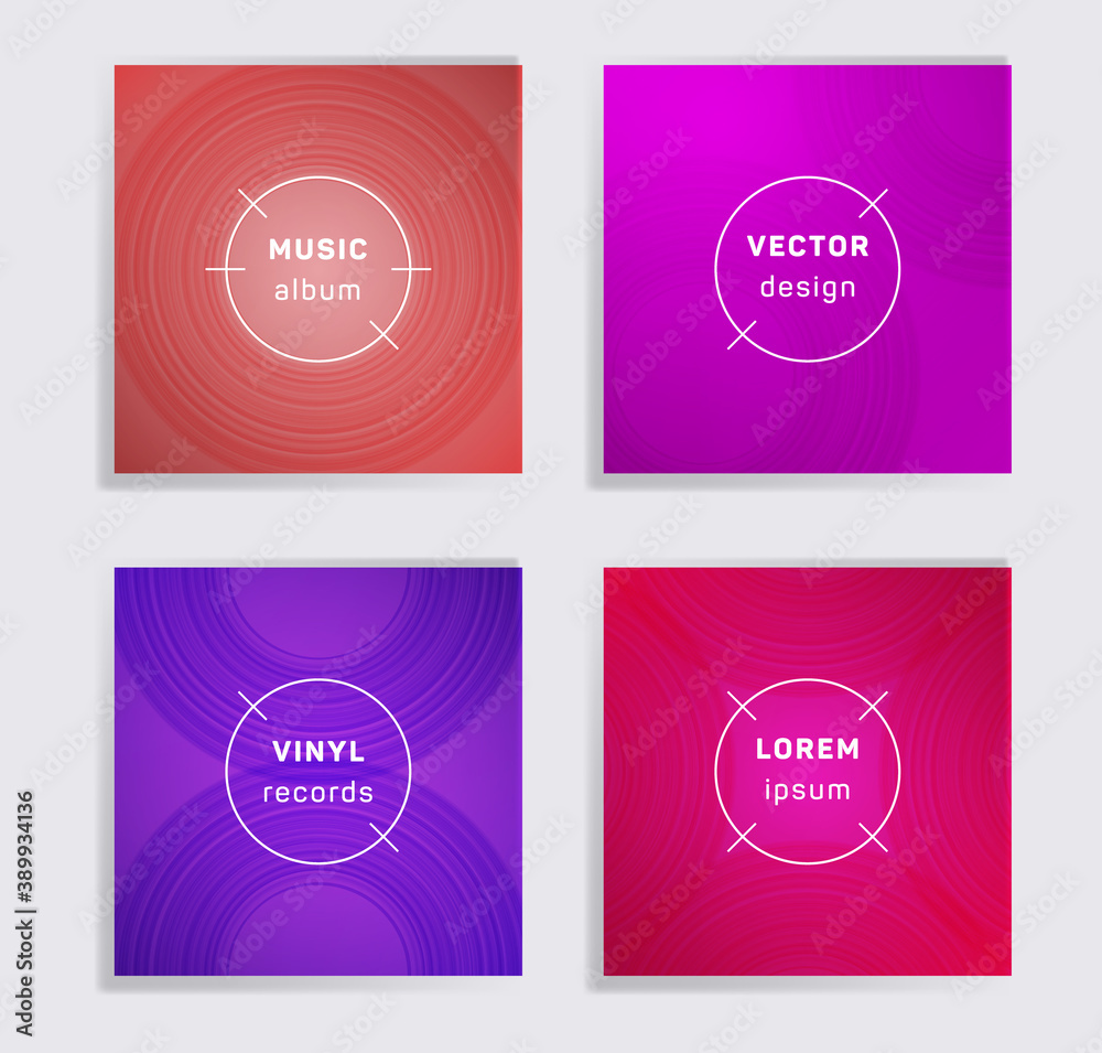 Fototapeta premium Abstract vinyl records music album covers set.