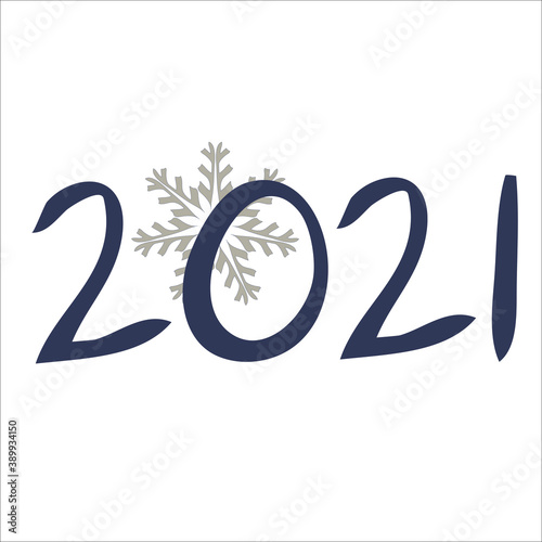 Snowflake and date (2021) as symbols of the new year.