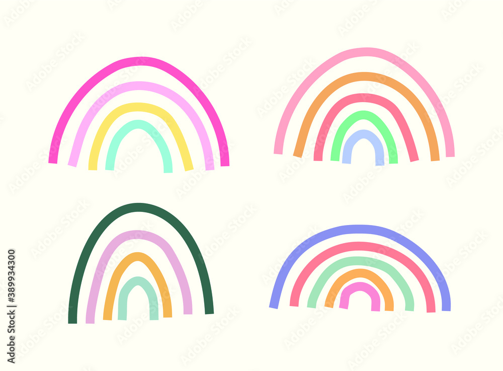 Hand drawn rainbows in minimalist scandinavian style. Modern baby, kid illustrations. Rainbow in different shapes. Colorful contemporary abstract art. Hand drawn rainbows in minimalist scandinavian style. Modern baby, kid illustrations. Rainbow in different shapes. Colorful contemporary abstract art.