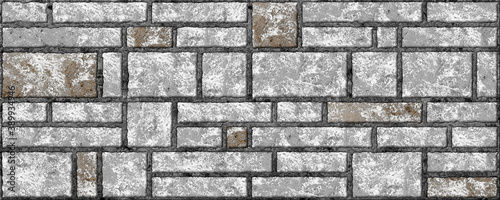 Light gray brick wall. Embossed background texture. Decorative stone tiles for design