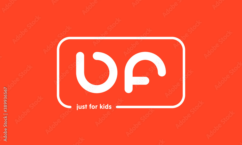 Premade framed kids logo initials monogram kids modern soft on red background Premade framed kids logo initials monogram kids modern soft on red background