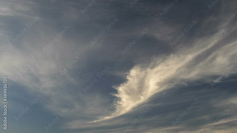 Plumose clouds on sunset, amazing sky, time-lapse Plumose clouds on sunset, amazing sky, time-lapse