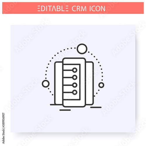 Data storage line icon. Collecting and systematisation of data. Data security. Automating workflow processes.Customer relationship management. Isolated vector illustration. Editable stroke 