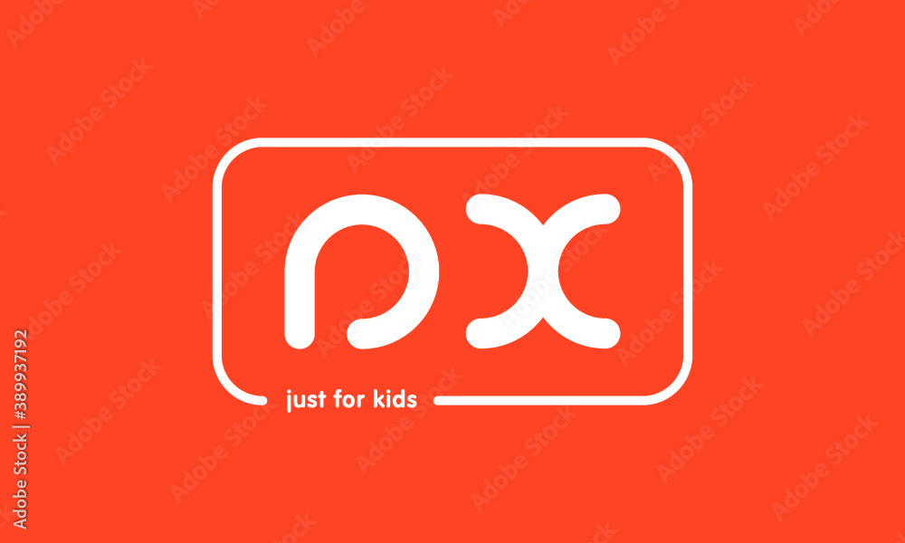 Premade framed kids logo initials monogram kids modern soft on red background Premade framed kids logo initials monogram kids modern soft on red background