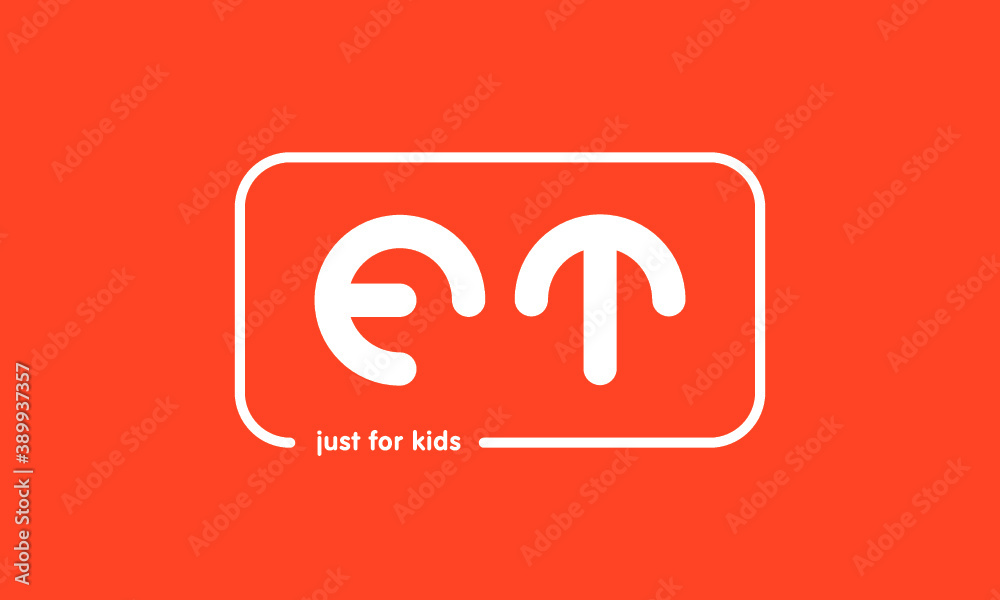 Premade framed kids logo initials monogram kids modern soft on red background Premade framed kids logo initials monogram kids modern soft on red background